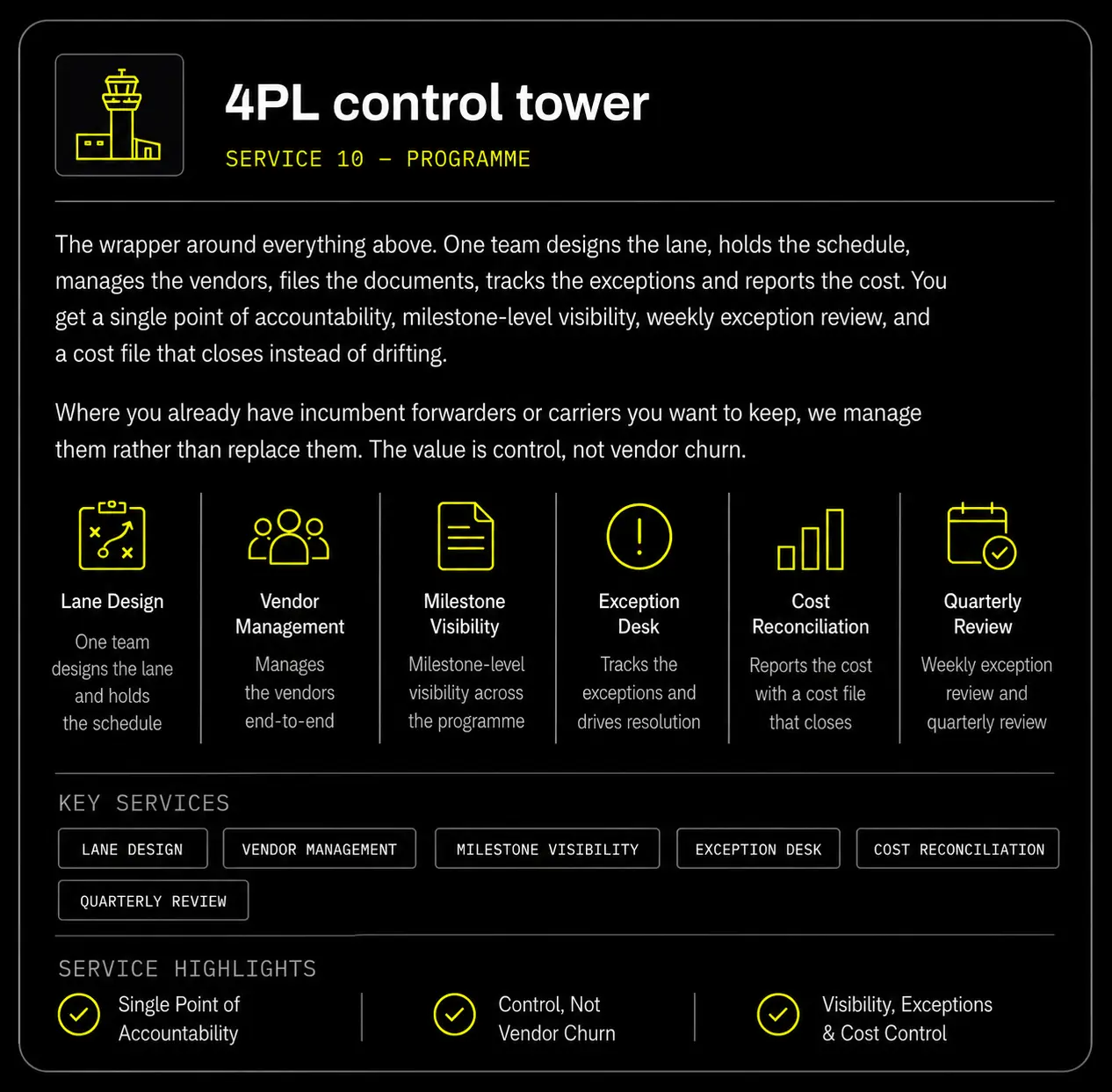 Over-the-road trucking details card