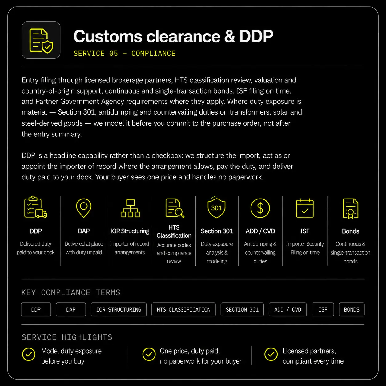 Drayage Services details card