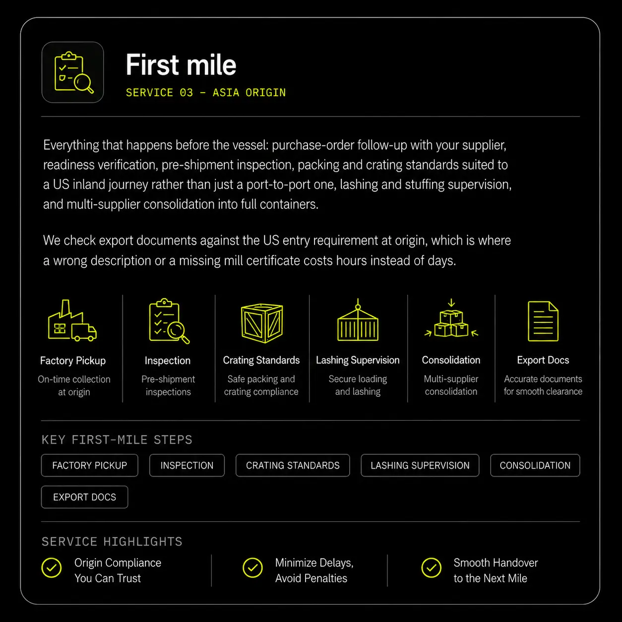 Drayage Services details card