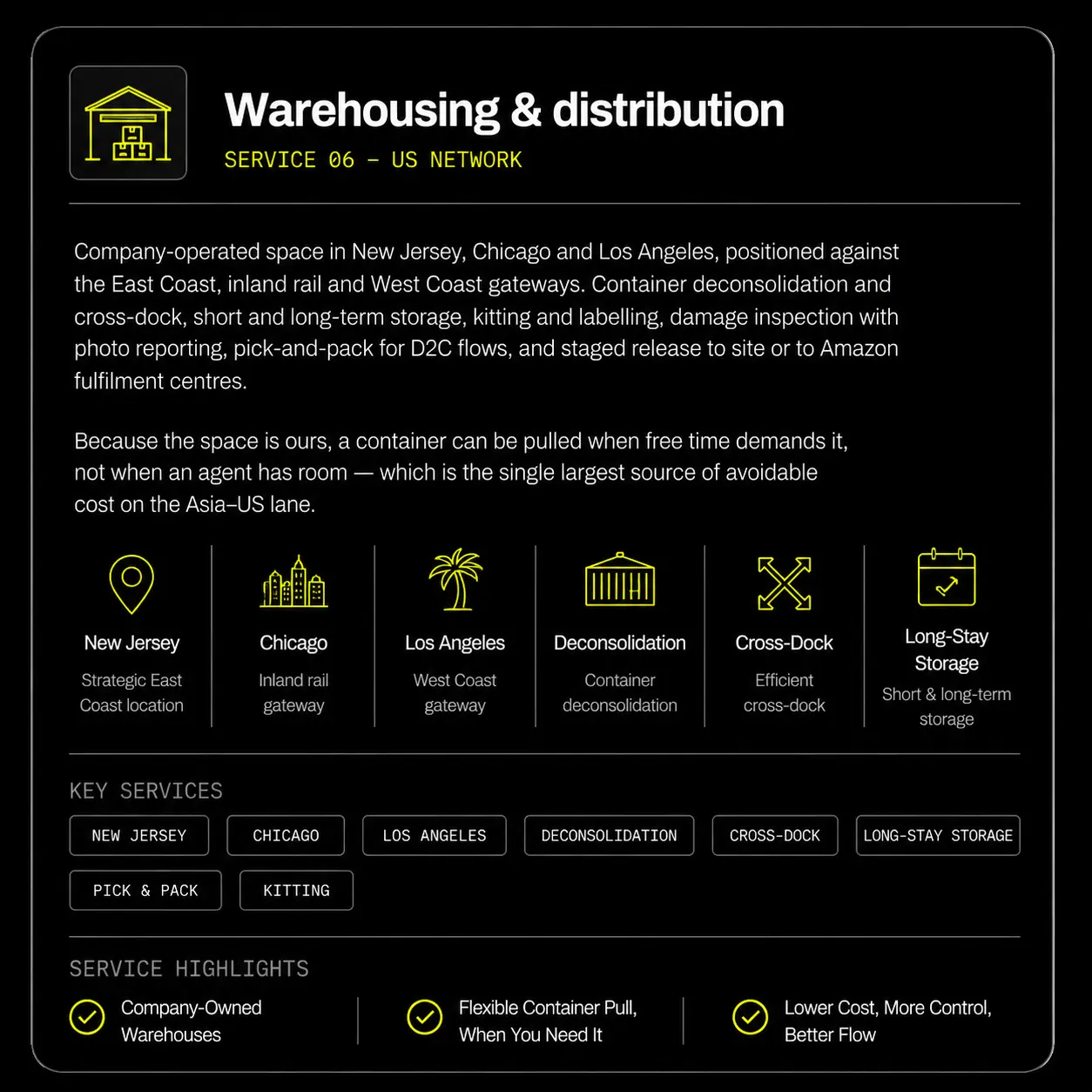 Over-the-road trucking details card